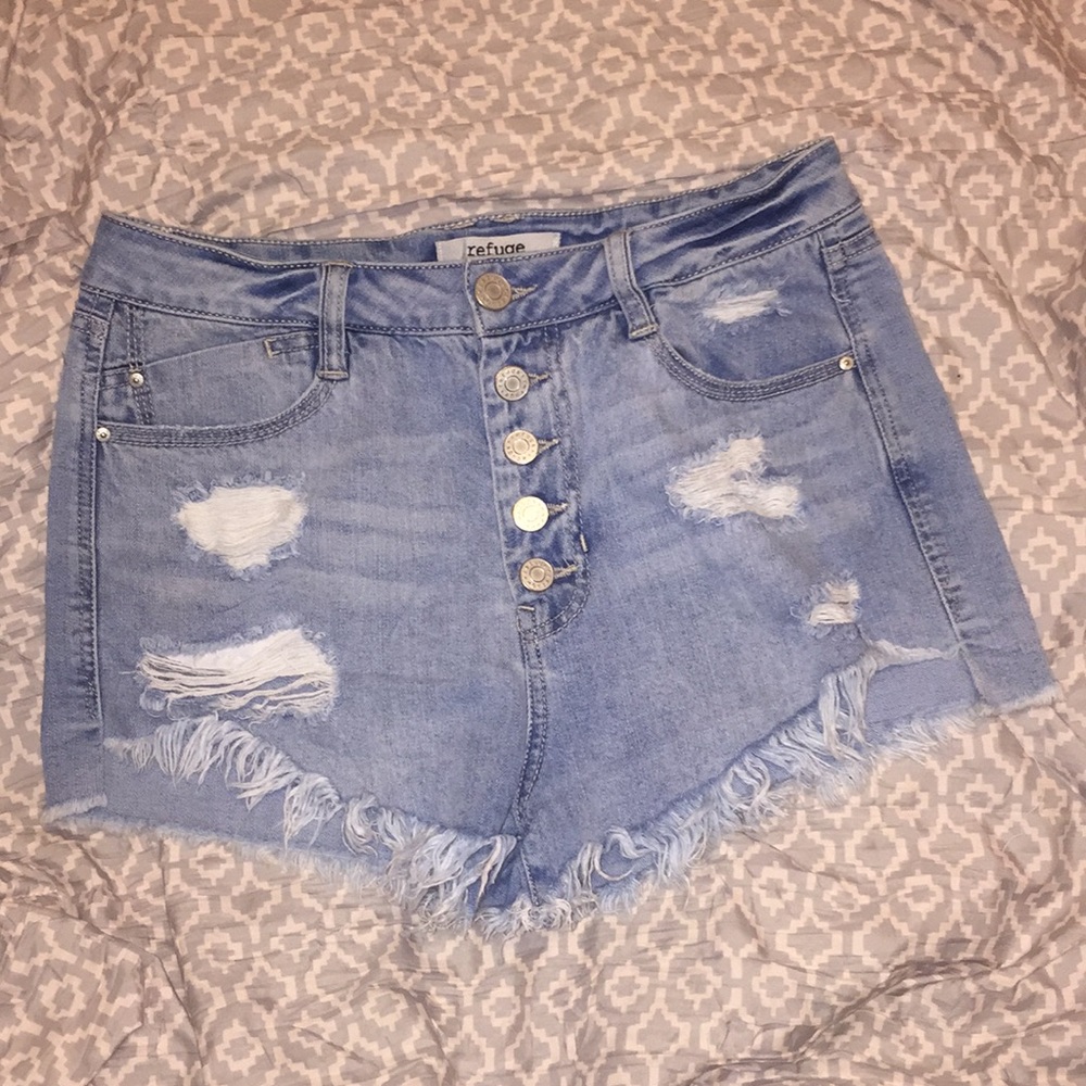 Light blue denim ripped shorts